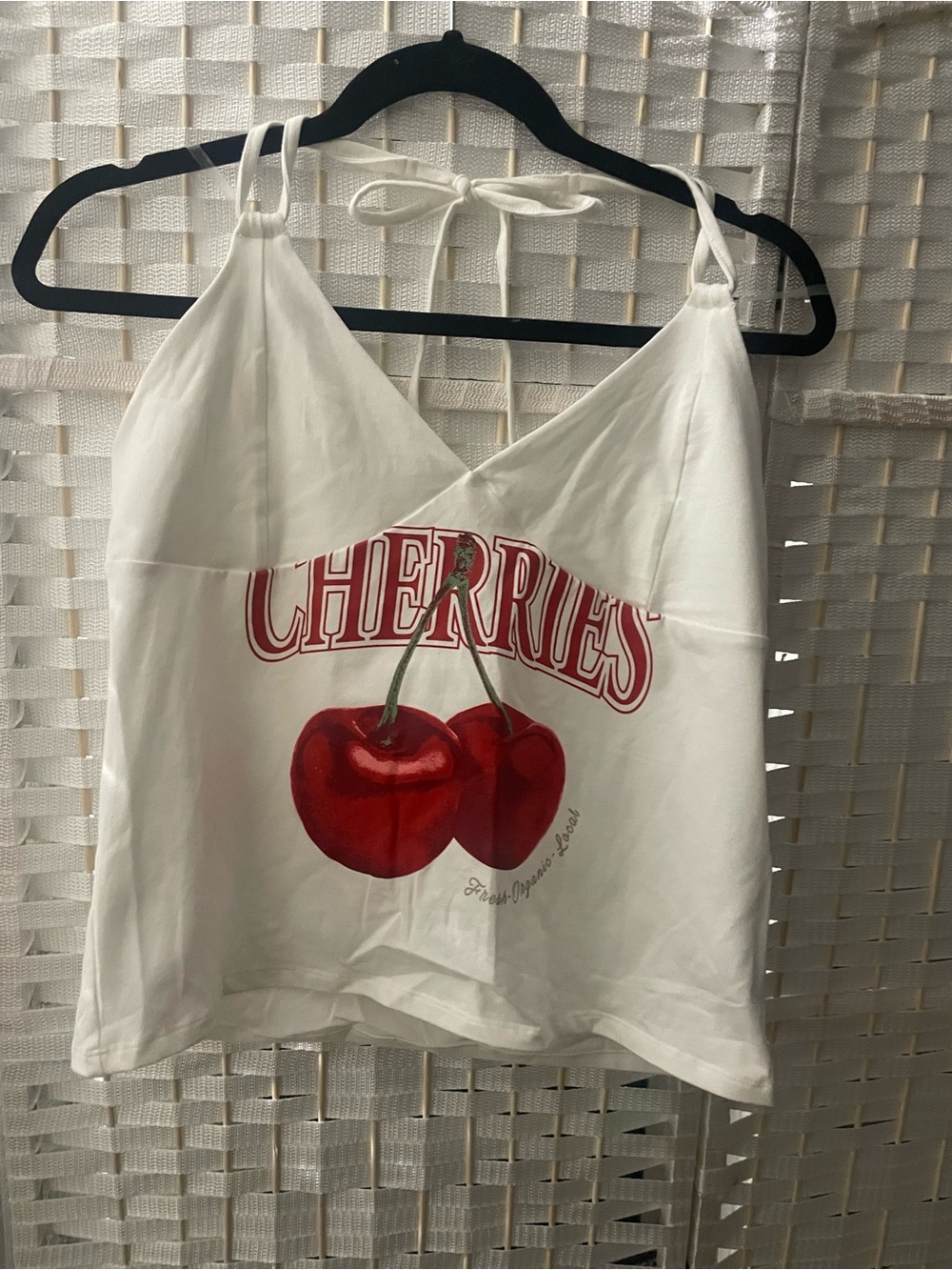 wild fable White Halter Cami with Red Cherry Graphic
